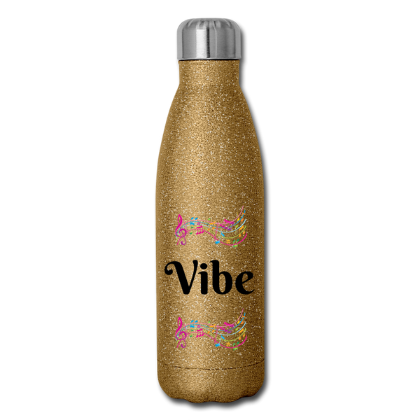 Insulated Stainless Steel Water Bottle - Music Vibe - gold glitter