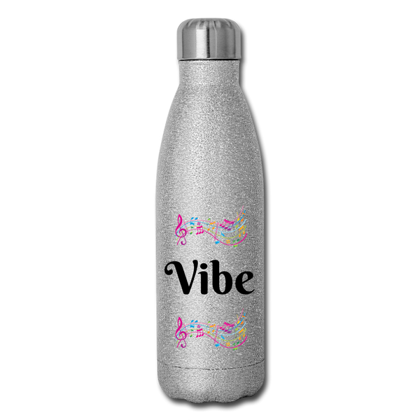 Insulated Stainless Steel Water Bottle - Music Vibe - silver glitter