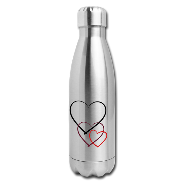 Insulated Stainless Steel Water Bottle - Hearts - silver