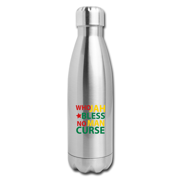 Insulated Stainless Steel Water Bottle - Who Jah Bless - silver